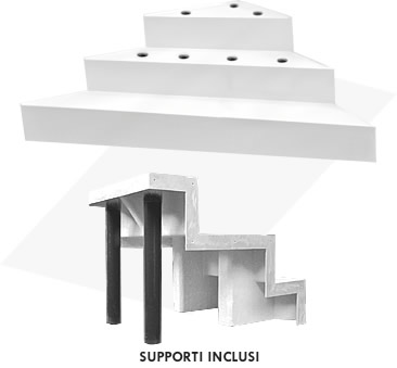 Scala ad angolo sotto liner per la Piscina interrata in kit in pannelli d'acciaio Futura rettangolare 11x5 m - h.120 cm