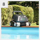 Robot pulitore automatico piscina per fondo e pareti per piscina interrata da giardino in kit in pannelli d'acciaio 9x3 m - h.150 cm