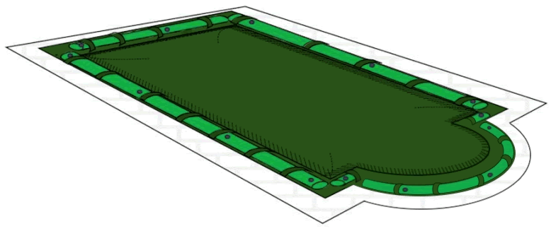 Copertura invernale su misura con fascette e tubolari per piscina interrata rettangolare con scala romana - 210 g/m² - Cover