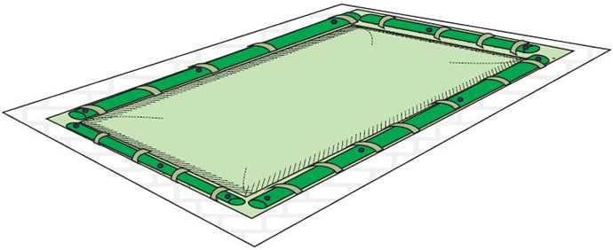 Copertura invernale per piscine interrate con fascette e tubolari 6x3 m - 210 g/m² - Cover