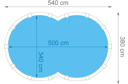 Piscina fuori terra in acciaio GRE a forma di otto VARADERO KITPROV6270 - Dimensioni