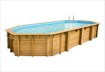 Kit piscina della  piscina in legno fuori terra da esterno Ocean 860x470 Liner azzurro: struttura in legno