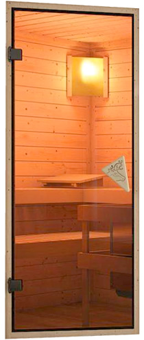 Sauna finlandese classica Serena coibentata - Porta classica in vetro trasparente