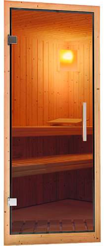 Sauna finlandese classica Serena coibentata - Porta moderna in vetro bronzato